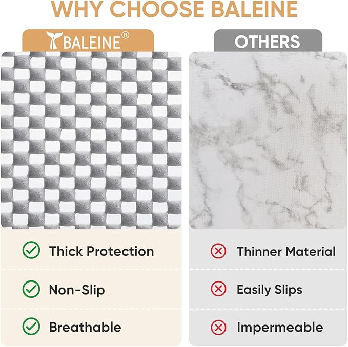 BALEINE Cabinet Liner, 20 in x 20 Ft Drawer and Shelf Liner for Kitchen Cabinets Non-Adhesive, Non-Slip Protect Desks, Cupboard, Drawers, Shelves, Tableware (Gray)