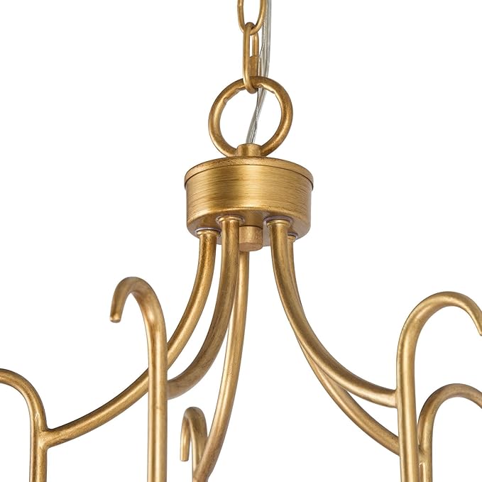 KSANA Gold Chandelier for Dining Room, 5 Light Modern Chandelier Light Fixtures with Candlestick 21" Adjustable Hanging Chandelier for Living Room Bedroom Hallway