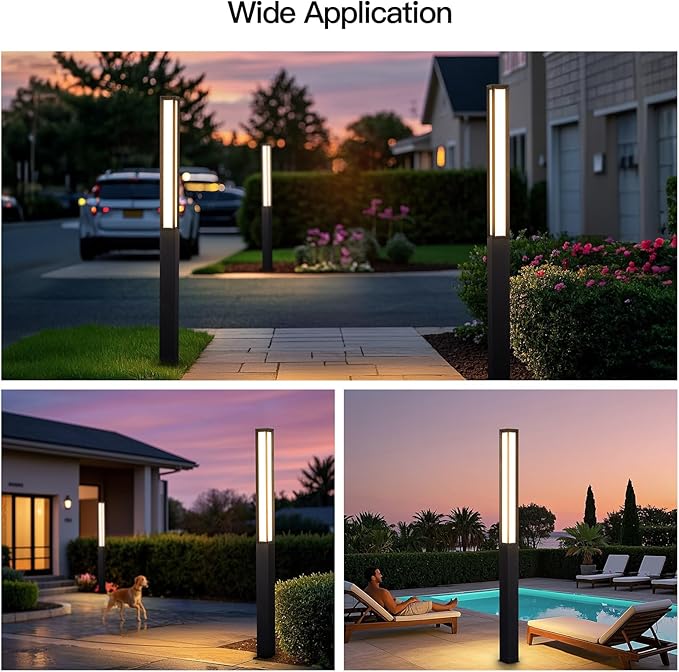 MVBT Path Light, 92" Pathway Lights, Wired Outdoor Modern Landscape LED Bollard Driveway Lighting, IP65 Waterproof Aluminum High Voltage Floor Lamp for Walkway Lawn Patio Yard Garden Decoration