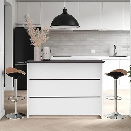 GOWE Freestaning Kitchen Island and Counter Dining Table with Two Open Shelves AMD. with Top Dining Counter Space