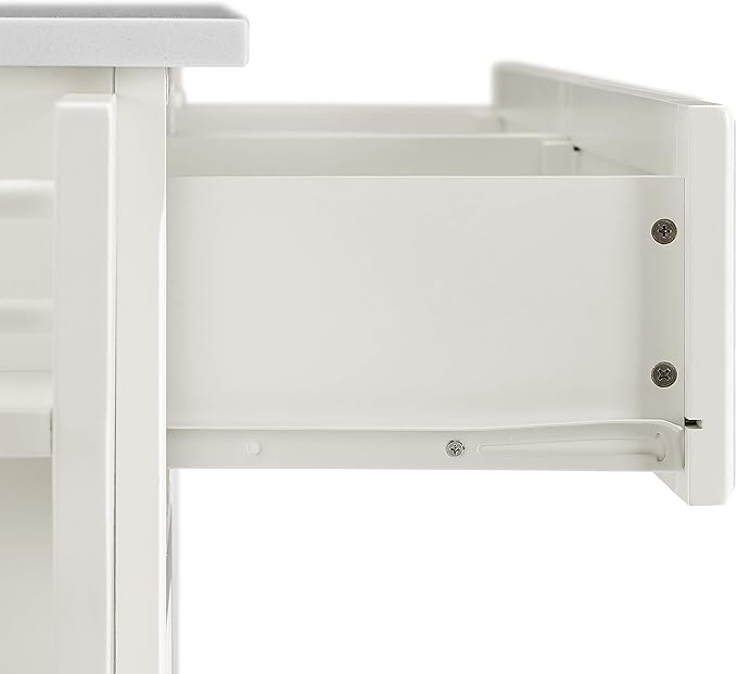Crosley Furniture Cambridge Stone Top Rolling Kitchen Island Storage Cart, Microwave Stand, Spice Rack, White