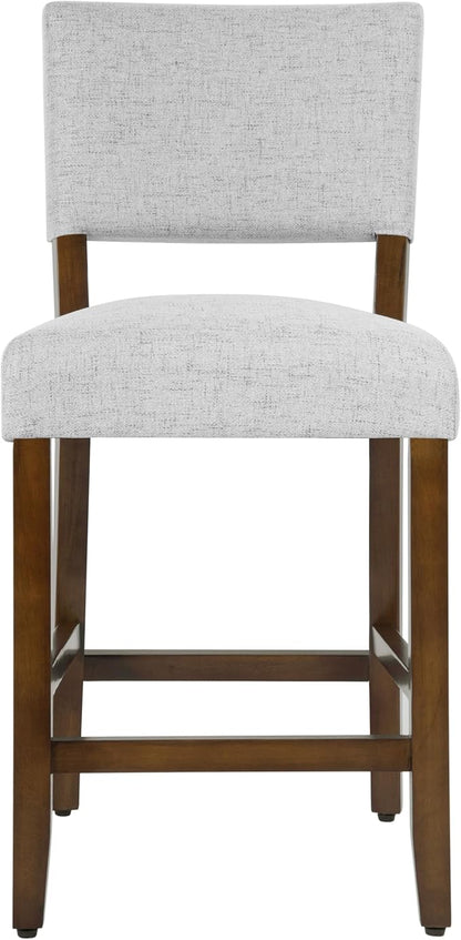 HomePop 24" Open Back Counter Stool|HomePop Home Décor|Fabric Chairs for Dining Room, Kitchen and Living Room - Gray Woven(Single Pack)