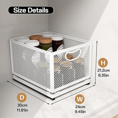 Pull out Cabinet Organizer with Sliding Drawer, 1 Pack Under Sink Organizers and Storage Rack, Adhesive Nano Film Heavy Duty Slide out Pantry Shelves for Kitchen,Sink, 9.6"W x11.8"D x 8.4"H