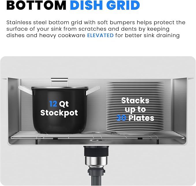 POPFLY 18 Inch Drop In Kitchen Sink, 304 Stainless Steel Top mount Handmade Single Bowl 2 Holes Kitchen Sink 9 Inches Deep Bar Prep Sink with Accessories, Brushed Nickel