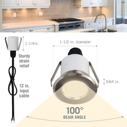 Armacost Lighting 221125 Recessed Mini Integrated LED Puck Lights, Bright White (4000K) (Series 1)
