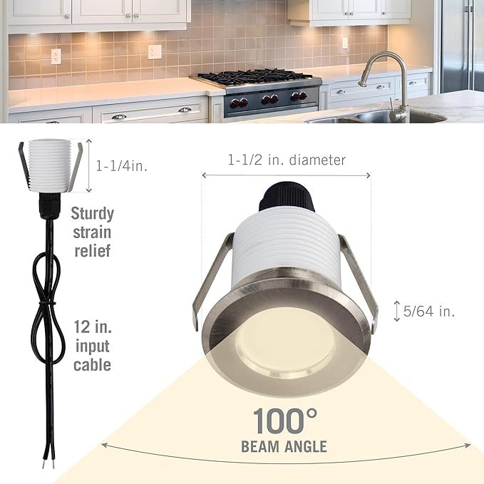 Armacost Lighting 211125 Recessed Mini Integrated LED Puck Lights, Soft Bright White (3000K) (Series 1)