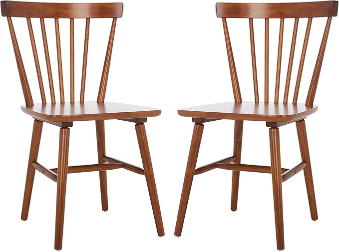 SAFAVIEH Home Collection – Winona Set of 2 Walnut Windsor Farmhouse Dining Chairs, Spindle Back Wood Chairs, Classic Casual Seating (DCH8500G-SET2)