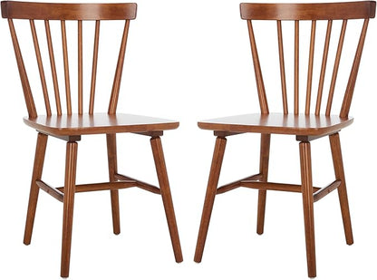 SAFAVIEH Home Collection – Winona Set of 2 Walnut Windsor Farmhouse Dining Chairs, Spindle Back Wood Chairs, Classic Casual Seating (DCH8500G-SET2)