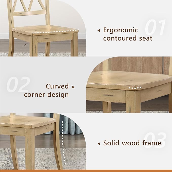 Lexicon Janina Dining Room Chairs Set of 2, Modern Farmhouse Dining Chairs Set of 2, Solid Wood, X Cross Back, for Traditional Modern Ranch Style Kitchen, Armless, Easy Assembly, Buttermilk
