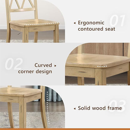 Lexicon Janina Dining Room Chairs Set of 2, Modern Farmhouse Dining Chairs Set of 2, Solid Wood, X Cross Back, for Traditional Modern Ranch Style Kitchen, Armless, Easy Assembly, Buttermilk