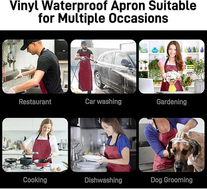 Waterproof Apron with Comfortable Adjustable Bib Rubber Vinyl Dishwasher Heavy Duty Apron for Men Women Dishwashing