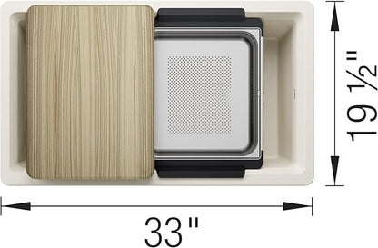 Inteos SILGRANIT 33" Single Bowl Reversible Undermount Workstation Kitchen Sink - Soft White