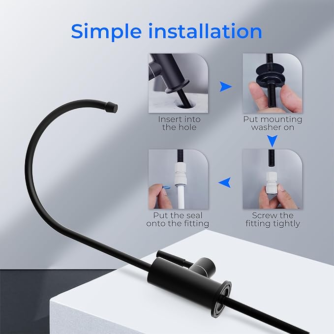 Waterdrop G2FCT-BLK Drinking Water Faucet, Reverse Osmosis Faucet, Water Filter Faucet for Kitchen Bar Sink, Single Handle, Easy to Install, Lead-Free, Stainless Steel, Black