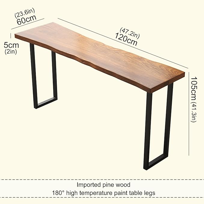 Counter Bar Height Table Kitchen Pub Coffee High Top Table Long Narrow Dining Table for Small Spaces with Sturdy Metal Frame for Small Spaces Balcony Coffee Shops-Table Only(120*60*105cm)