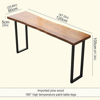 Counter Bar Height Table Kitchen Pub Coffee High Top Table Long Narrow Dining Table for Small Spaces with Sturdy Metal Frame for Small Spaces Balcony Coffee Shops-Table Only(120*60*105cm)