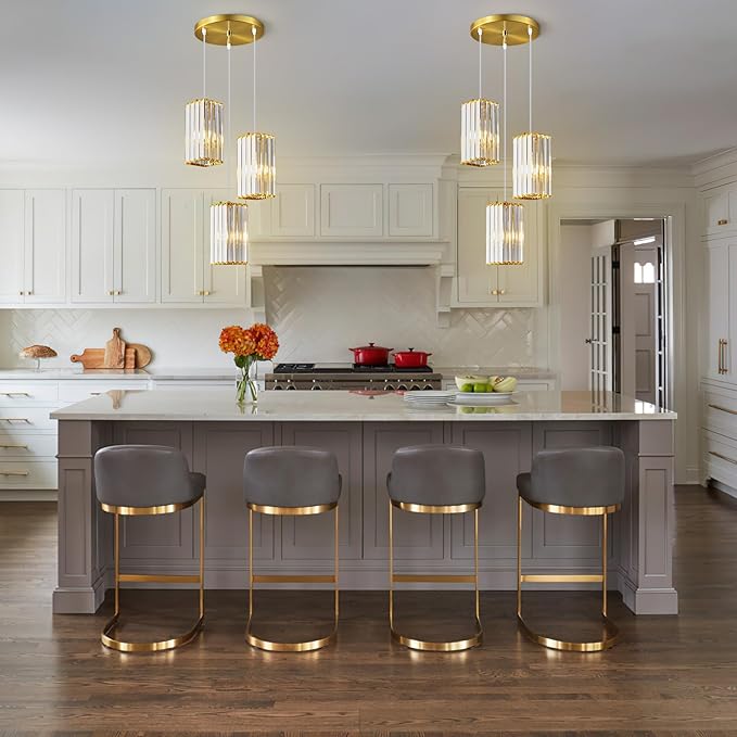 Modern Pendant Light Black Rectangle Pendant Lighting Mini Crystal Chandeliers Adjustable Pendant Light Fixture for Kitchen Island Dinning Room Living Room Corridor Bedroom(Black 3-Light)
