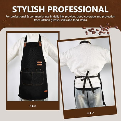 APRONPANDA Chef Apron for Men Women with Pockets Adjustable Strap, Water Repellent Apron for Cooking, Baking