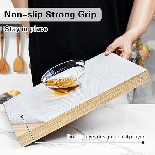 Drawer and Shelf Liner for Kitchen Cabinet,Non-Adhesive Cabinet Liner 12in x 30FT,Waterproof Shelf Paper Non-Slip Mats Cupboard Liners Contact Protect Dresser/Shelves/Table-White