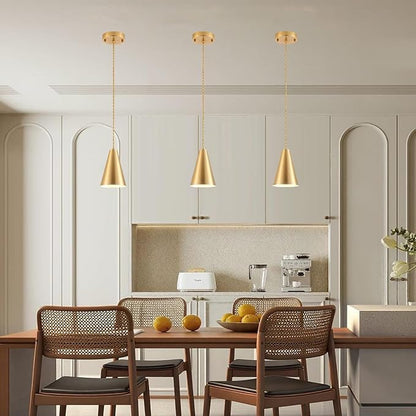 Gold Pendant Lights, 3 Pack Vintage Farmhouse Hanging Lamp Modern Brass Rustic Pendant Lighting Fixtures for Kitchen Island Dining Room Bedroom Hallway