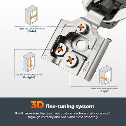 Home Expert 50 Pack (25 Pairs) 5/8" Overlay Soft Close Cabinet Hinges, Satin Nickel Stainless Steel Concealed Hinges with 3D Self-Closing for Face Frame Doors & Kitchens