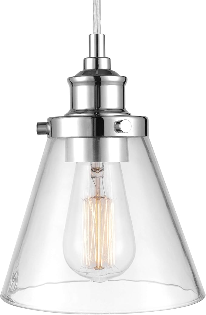 Globe Electric 61037 Jackson 3-Light Pendant, Chrome, Clear Glass Shade, Bulbs Included, 220 Lumen