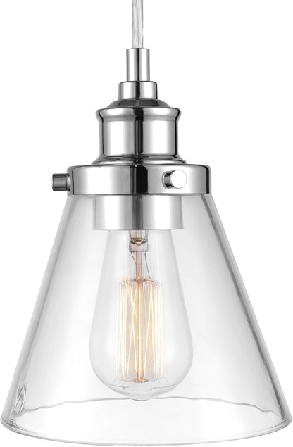 Globe Electric 61037 Jackson 3-Light Pendant, Chrome, Clear Glass Shade, Bulbs Included, 220 Lumen