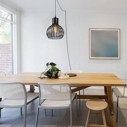 Plug in Pendant Light,Industrial Black Hanging Lignt with Plug in Cord ON/Off Switch,Farmhouse Pendant Lights for Kitchen Island,Bedroom,Living Room