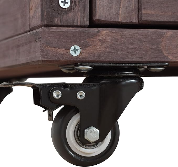 78.3" Outdoor Kitchen Island with Foldable Grill Table & Storage, Wooden Cart with Stainless Steel Top, Trash Can Holder, Bar Cart for Patio Lawn Garden (78.3"+Dark Brown)