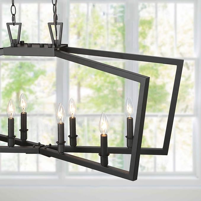 KSANA Black Chandelier, Modern 8 Lights Metal Light Fixture for Dining Room and Kitchen Island