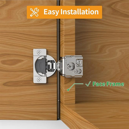 Chibery 10 Pack 1-1/2" Overlay 3D Soft Close Concealed Hinge for Face Frame Door, Smooth Slow Self Closing Hinges, Satin Nickel, Hidden 105° Open Angle Stainless Steel Hinge for Kitchen Cabinet Door