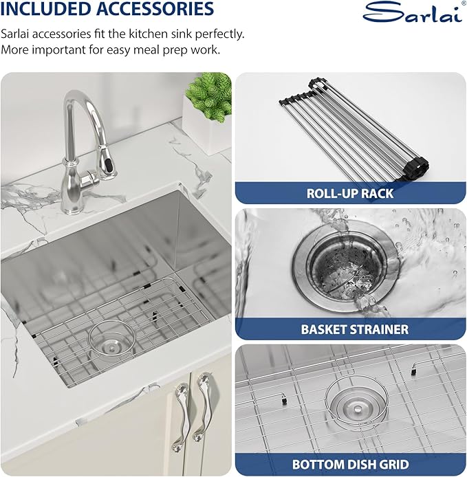 Sarlai 24 Undermount Laundry Sink - 24x18x12 Inch Undermount Sink Laundry Utility Sinks Deep Single Bowl16 Gauge Stainless Steel Kitchen Sinks Basin