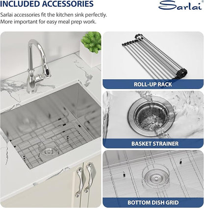 Sarlai 24 Undermount Laundry Sink - 24x18x12 Inch Undermount Sink Laundry Utility Sinks Deep Single Bowl16 Gauge Stainless Steel Kitchen Sinks Basin
