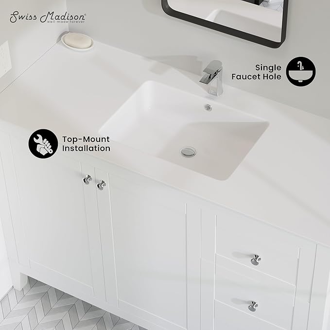 Swiss Madison SM-VT330 Voltaire 49" Vanity Top Sink with Single Faucet Hole