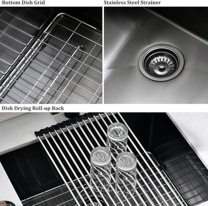 23 Inch Black Undermount Laundry Sink-VASOYO 23x18x13 Undermount Utility Sink Black Stainless Steel Laundry Room Sinks 16 Gauge 13 Inch Deep Single Bowl Under Mount Outdoor Sink