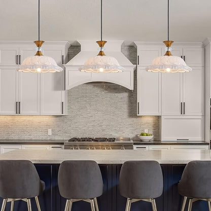 Plug in Gold Pendant Light Plugin Kitchen White Glass Pendant Lighting Fixtures with Cord Switch Vintage Hanging Lamp for Island Dining Table Bedroom Living Room