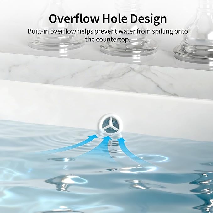 DeerValley 18 x 13.5 Inch Undermount Bathroom Sink, White Ceramic Under Counter Bathroom Sinks, Modern Lavatory Vanity Bath Wash Bowl Basin with Overflow