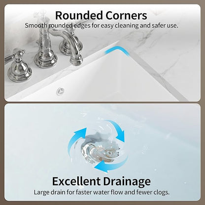 DeerValley 18 x 13.5 Inch Undermount Bathroom Sink, White Ceramic Under Counter Bathroom Sinks, Modern Lavatory Vanity Bath Wash Bowl Basin with Overflow