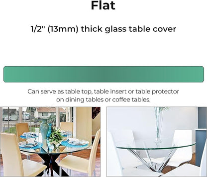 Fab Glass and Mirror 48 Inch Round Tempered Glass Table Top- (Flat Polished Edge) Table Top -1/2” Thick Round Glass Table, Dining, Coffee, and Office Tables