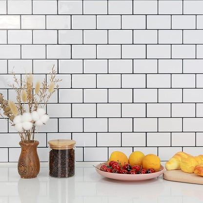 STICKGOO Peel and Stick Backsplash, White Subway Tile Stick on Backsplash for Kitchen (Pack of 1, Thicker Design)