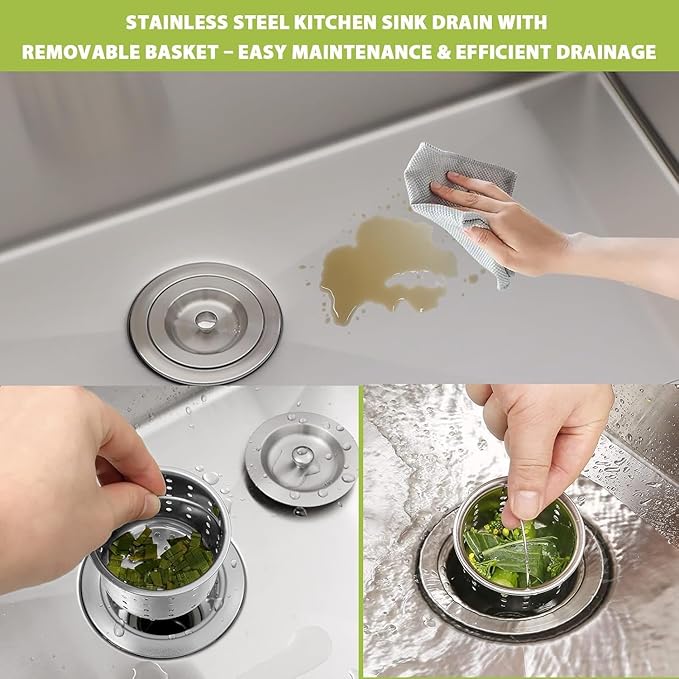 33x22 Drop In Kitchen Sink - 33 Inch Stainless Steel Sinks Topmount 18 Gauge 304 Single Bowl Kitchen Sink 9" Deep Basin with Drain Assembly