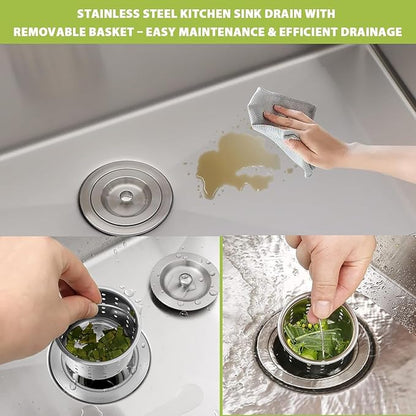 33x22 Drop In Kitchen Sink - 33 Inch Stainless Steel Sinks Topmount 18 Gauge 304 Single Bowl Kitchen Sink 9" Deep Basin with Drain Assembly