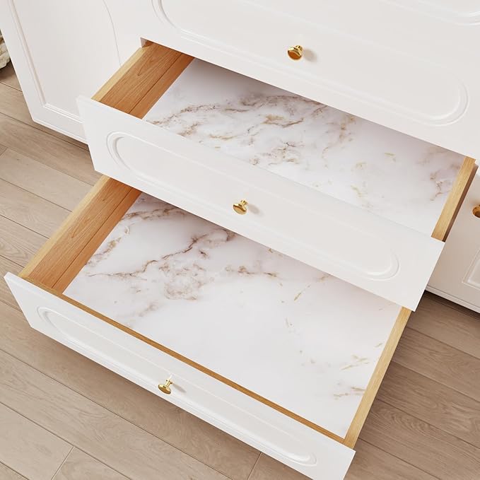 Wallercity Matte White/Gold Marble Contact Paper for Countertop Self Adhesive Waterproof Peel and Stick Countertops Granite Wallpaper for Cabinets Kitchen Backsplash Vinyl Table Wrap Film 15.8''x197''