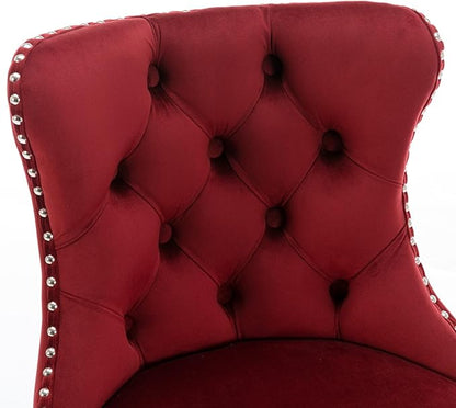 Swivel Velvet Bar stools Adjusatble Seat Height from 25 33 Inch, Chrome Base Bar Stools with Backs Comfortable Tufted for Home Pub and Kitchen Island, Wine Red,Burgundy,Set of 2,1712WR
