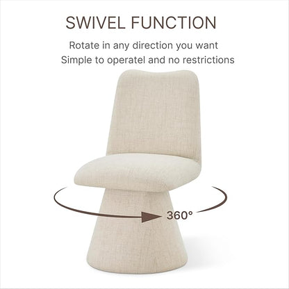 KISLOT Swivel Dining Chairs Set of 4, Modern Upholstered Dining Chair Mid Century Kitchen Chairs with High Back, 360 Degree Rotating Vanity Chair for Dining Room, Bedroom, Farmhouse, Sand