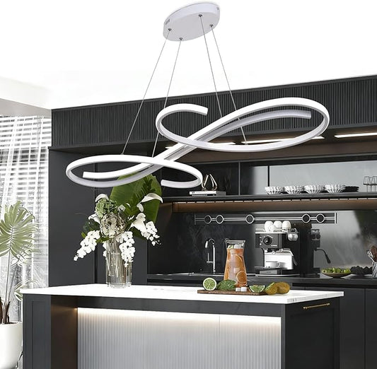 Modern LED Pendant Lights for Kitchen Island, Dimmable 39.75" Linear LED Chandelier Light Fixture, Upgraded Dining Room Ceiling Hanging Light Fixtures Height Adjustable