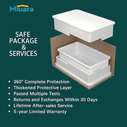Miuara White Undermount Kitchen Sink 24 Inch - Small Topmount Fireclay Bar Sink Drop In 24"x19"x11", Dual Mount Deep Single Bowl, w 2 Accessories, Glossy White, for Kitchen & Laundry & Small Space