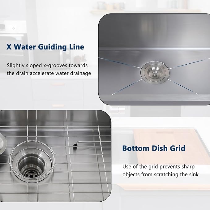 HOTIS 32 Inch Undermount Kitchen Sink Stainless Steel, 32" x 18" Single Bowl Undermount Workstation Sink, 16 Gauge Handmade Multifunction Chef Sink with Cutting Board & Accessories