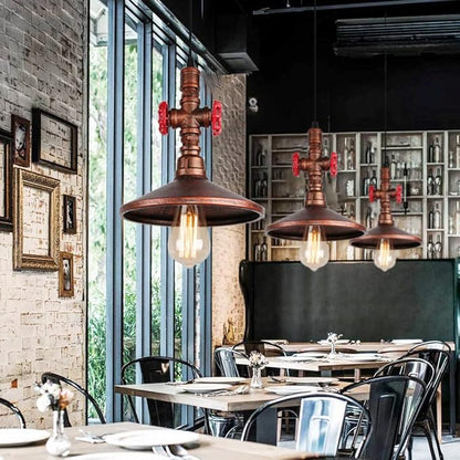 EYBOPB Industrial Steampunk Pendant Light, Water Pipe Ceiling Hanging Lamp Lighting Fixture for Kitchen Island, Bedroom, Dining Hall,Cafe, Bar, with Adjustable 39.4" Wire, Bronze