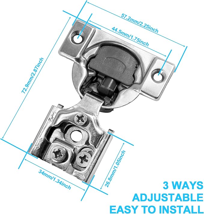 1/2 Inch Overlay Soft Close Cabinet Hinges, 30 Pack Slow Soft Close Hinges for Kitchen Cabinets Satin Nickel Hidden Self Closing Kitchen Cabinet Hinges for Cupboard
