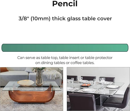 Clear Rectangle Tempered Glass Table Top 20" x 36", 3/8" Thick Pencil polished Edge, Scratch Resistant, Easy Clean Replacement for Dining, Coffee, or Office Tables – Fab Glass and Mirror